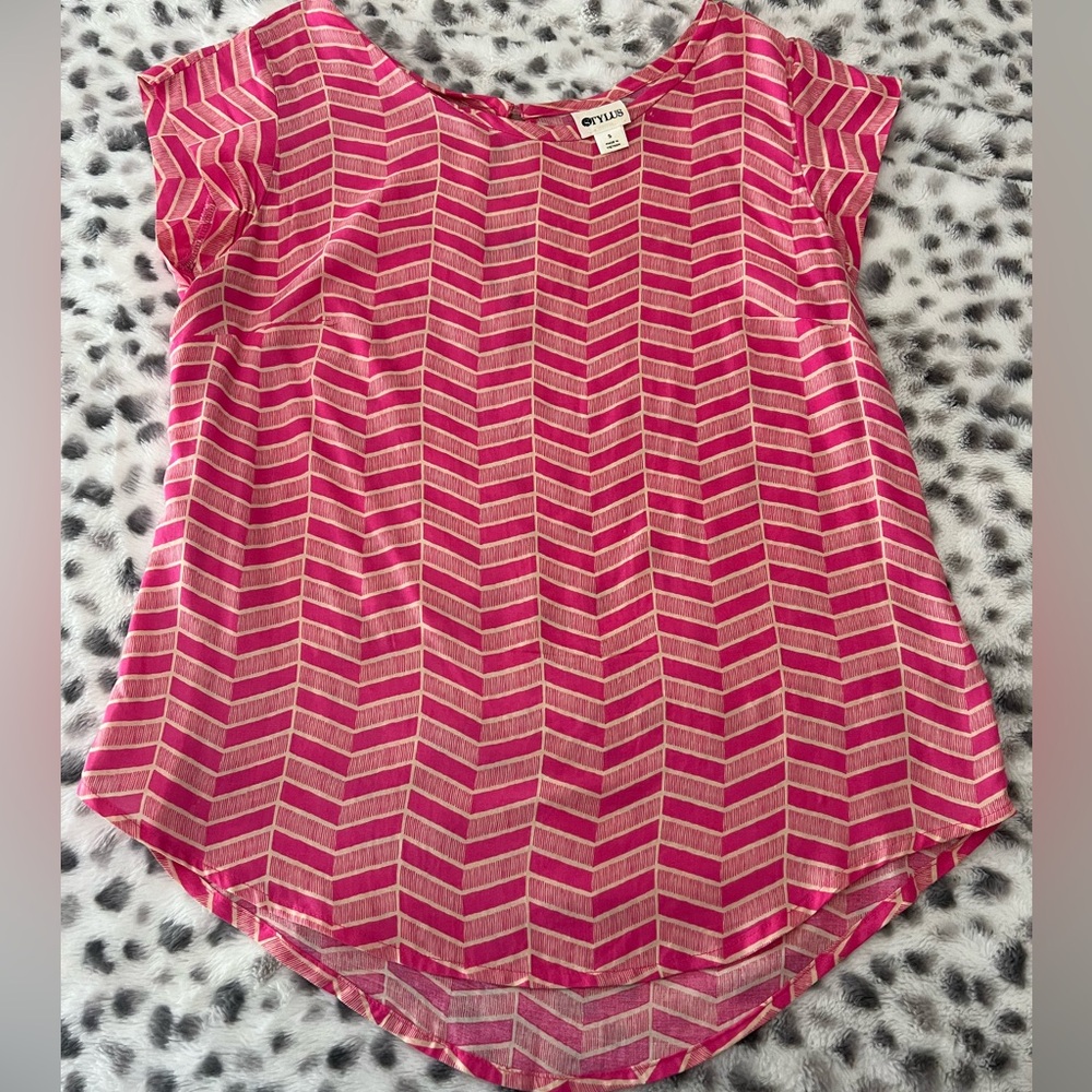Hot Pink and Cream Chevron Top